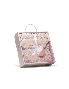 Manta Burbuja+Borreguillo Rosa Maquillaje