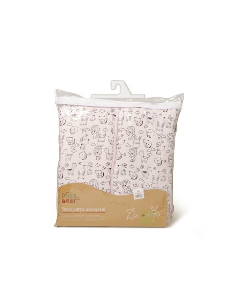 Universal footmuff watertight 46x105 cms  coral fleece  mod. animales