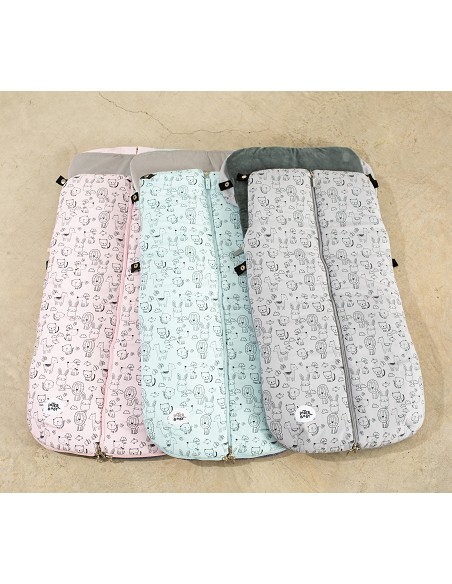 Universal footmuff watertight 46x105 cms  coral fleece  mod. animales