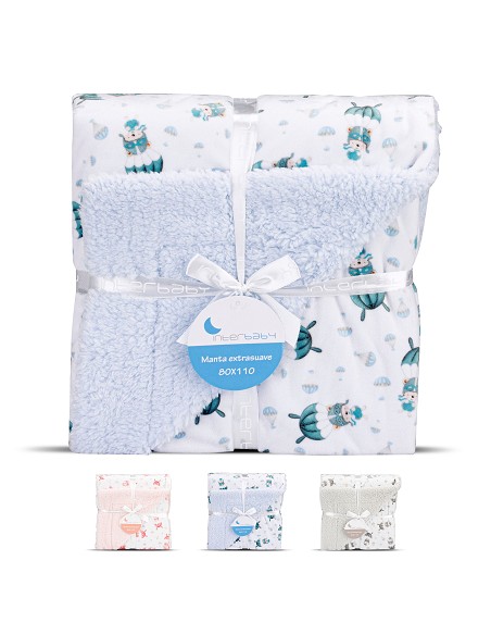 Manta  con Borreguillo  Mod Paracaidista Azul