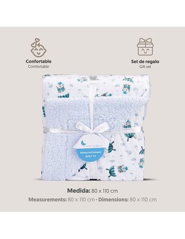 Manta  con Borreguillo  Mod Paracaidista Azul