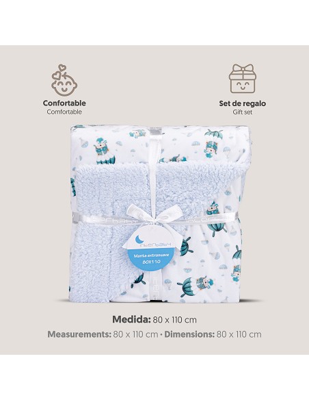 Manta  con Borreguillo  Mod Paracaidista Azul