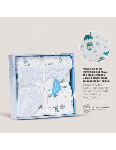 Manta  con Borreguillo  Mod Paracaidista Azul