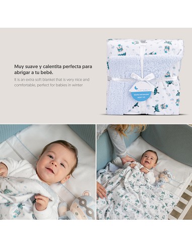 Manta  con Borreguillo  Mod Paracaidista Azul