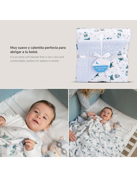 Manta  con Borreguillo  Mod Paracaidista Azul