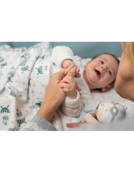 Manta  con Borreguillo  Mod Paracaidista Azul