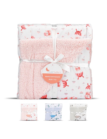 Manta  con Borreguillo  Mod Paracaidista Rosa