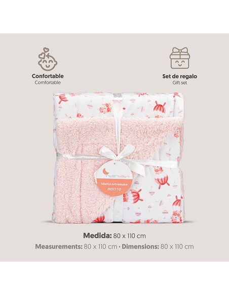 Manta  con Borreguillo  Mod Paracaidista Rosa