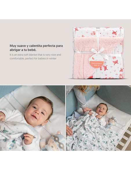 Manta  con Borreguillo  Mod Paracaidista Rosa