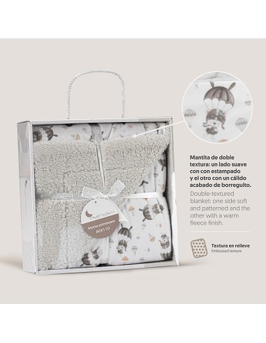 Manta  con Borreguillo  Mod Paracaidista Gris