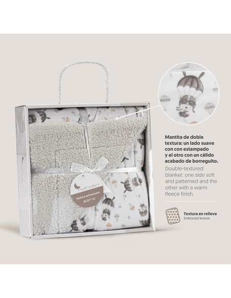 Manta  con Borreguillo  Mod Paracaidista Gris