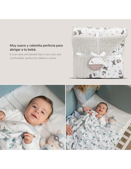 Manta  con Borreguillo  Mod Paracaidista Gris