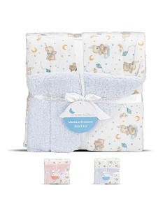 Manta con Borreguillo Mod Elefante Azul