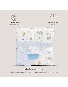 Manta con Borreguillo Mod Elefante Azul 2