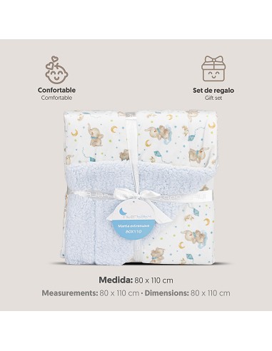 Manta con Borreguillo Mod Elefante Azul