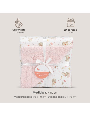 Manta con Borreguillo Mod Elefante Rosa