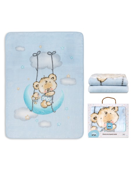 Manta Rachel Mod Osito Nube Azul