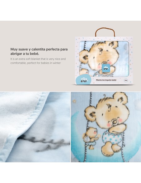 Manta Rachel Mod Osito Nube Azul