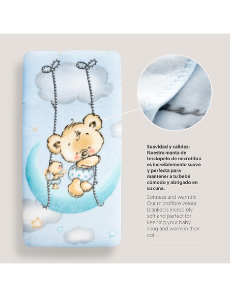 Manta Rachel Mod Osito Nube Azul