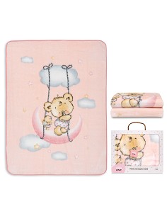 Manta Rachel Mod Osito Nube Rosa