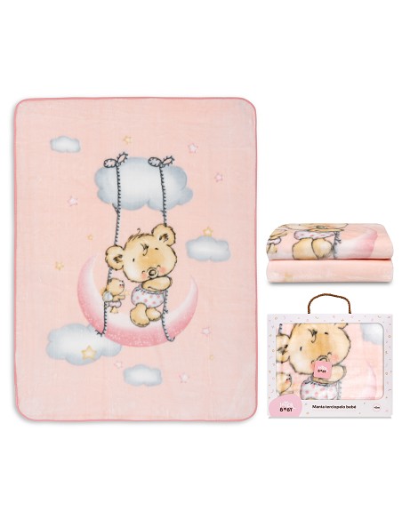 Manta Rachel Mod Osito Nube Rosa