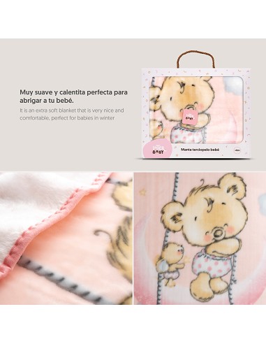 Manta Rachel Mod Osito Nube Rosa