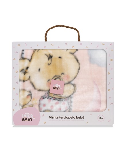 Manta Rachel Mod Osito Nube Rosa