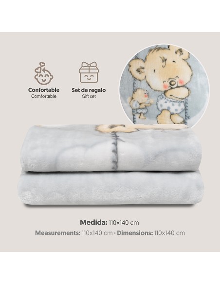 Manta Rachel Mod Osito Nube Gris