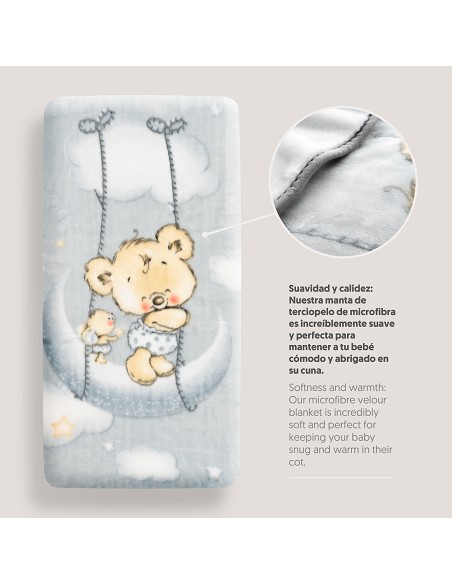 Manta Rachel Mod Osito Nube Gris