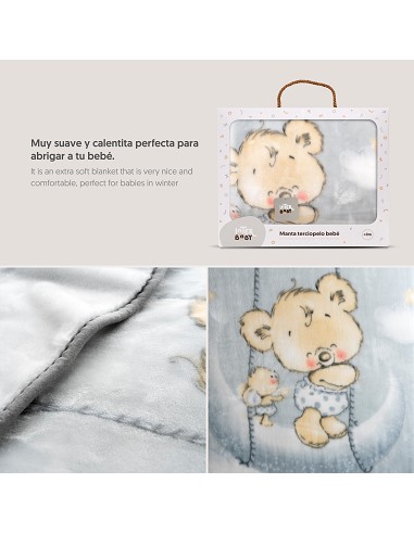 Manta Rachel Mod Osito Nube Gris