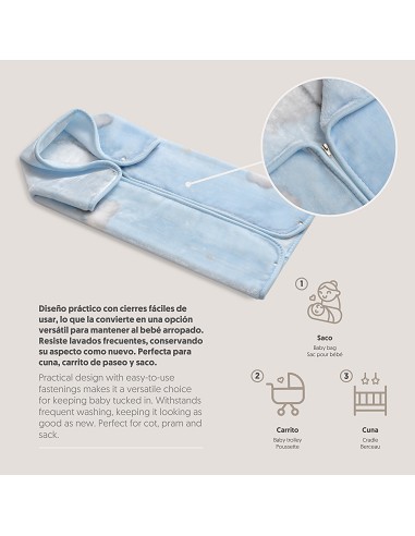 Manta Saco Rachel Mod Osito Nube Azul