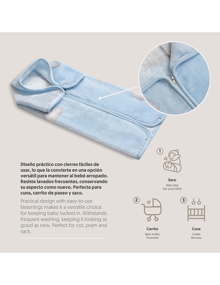 Manta Saco Rachel Mod Osito Nube Azul