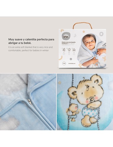 Manta Saco Rachel Mod Osito Nube Azul