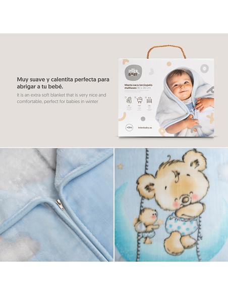 Manta Saco Rachel Mod Osito Nube Azul