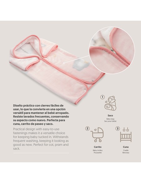 Manta Saco Rachel Mod Osito Nube Rosa