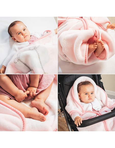 Manta Saco Rachel Mod Osito Nube Rosa