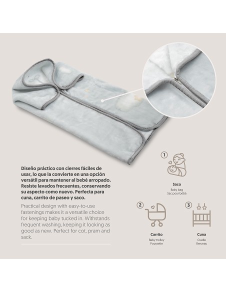 Manta Saco Rachel Mod Osito Nube Gris