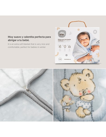 Manta Saco Rachel Mod Osito Nube Gris