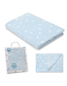 Manta Grabada Luna Estrellas Azul