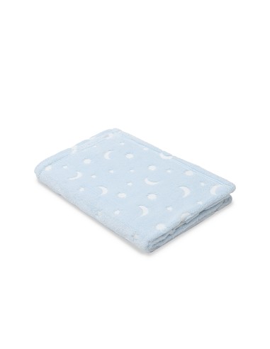 Manta Grabada Luna Estrellas Azul