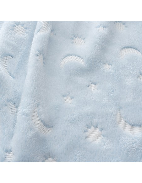 Manta Grabada Luna Estrellas Azul