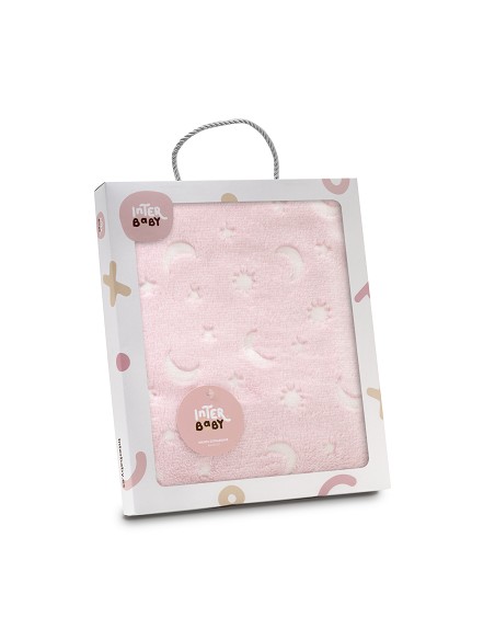 Manta Grabada Luna Estrellas Azul