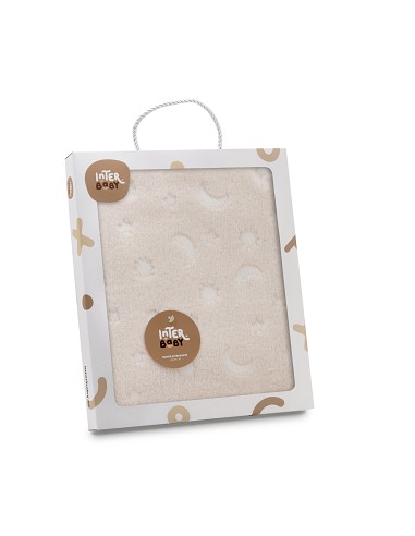 Manta Grabada Luna Estrellas Azul