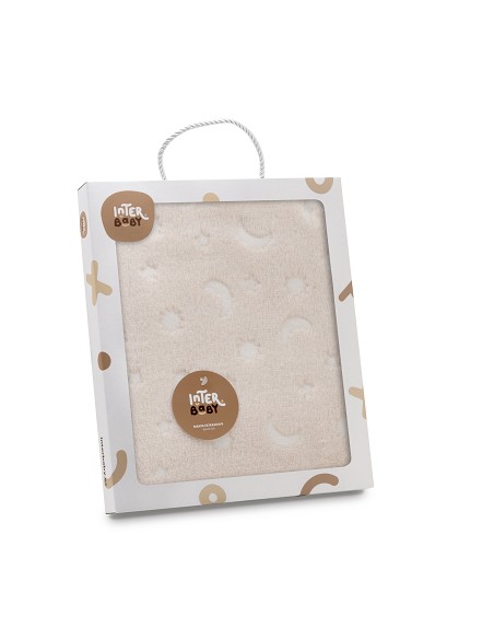 Manta Grabada Luna Estrellas Azul