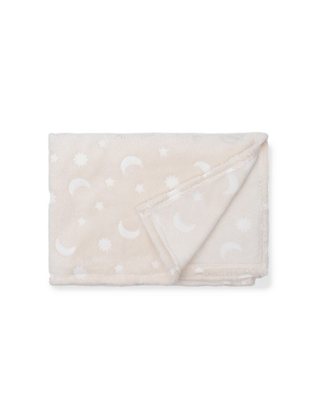 Manta Grabada Luna Estrellas Azul