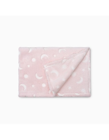 Manta Grabada Luna Estrellas Rosa