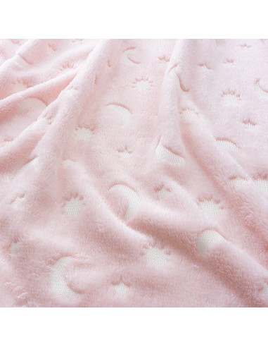 Manta Grabada Luna Estrellas Rosa