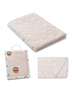 Manta Grabada Luna Estrellas Beig