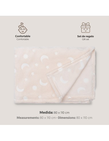Manta Grabada Luna Estrellas Beig