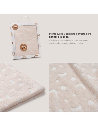 Manta Grabada Luna Estrellas Beig